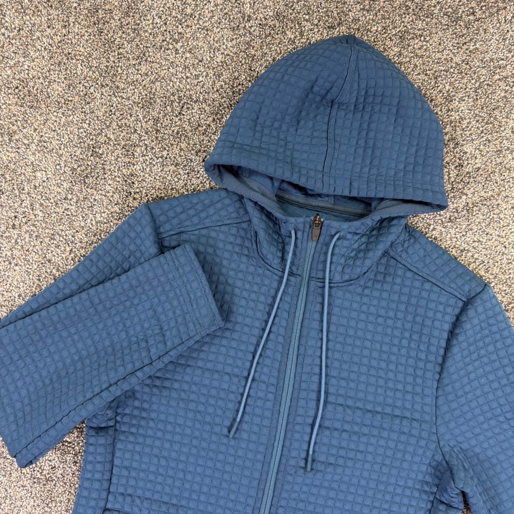 NOBULL Quilted Grid Full Zip Hoodie Blue Mens Small Training Jacket Active Gym